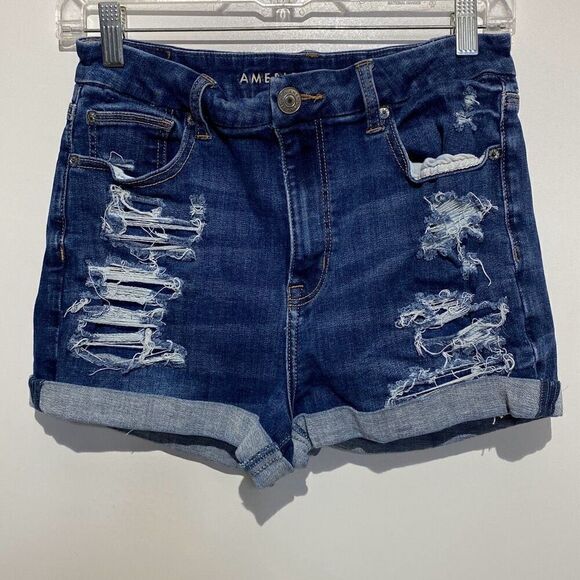 American Eagle Women's Blue Next Level Stretch Curvy High Rise Shortie Size 8 - Picture 1 of 10